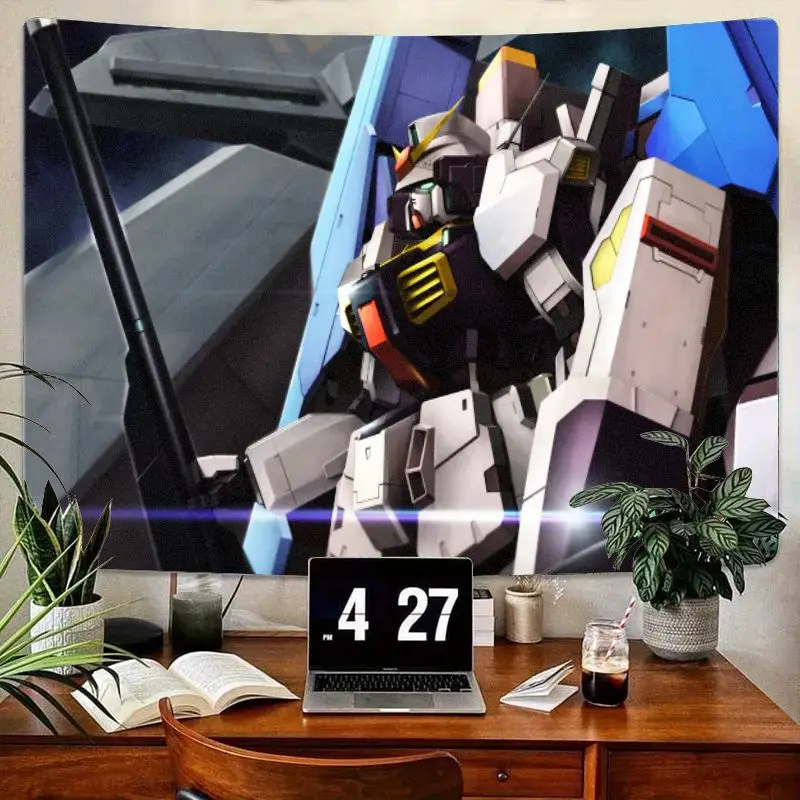 

1 шт. стилизованный робот (стиль Gundam), сине-белый настенный гобелен, футуристический механический научно-фантастический гобелен для спальни, гостиной, Sci-f