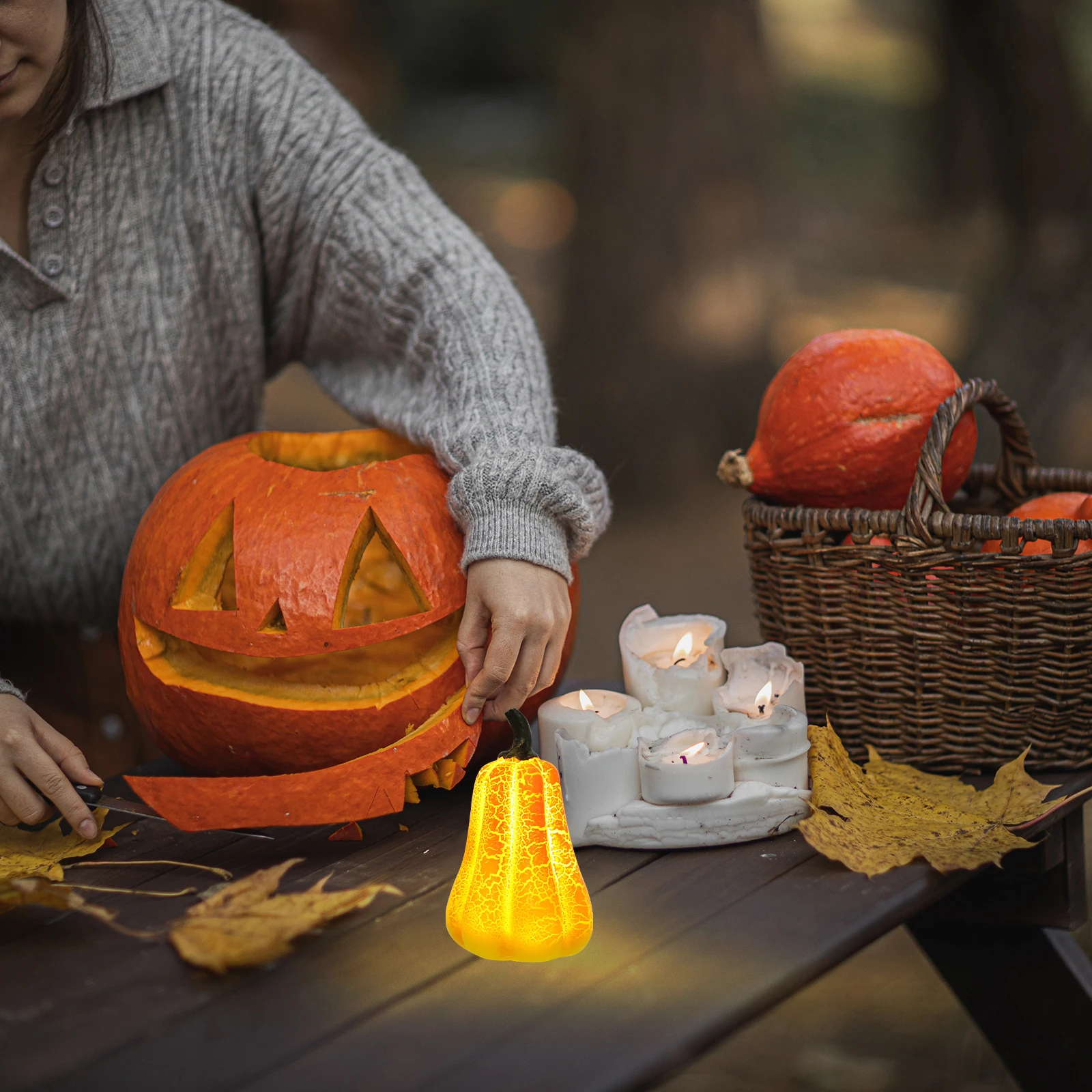 

Fall Outdoor Decor LED Jack-o-lantern Light Halloween Lights Pumpkin Glowing Home