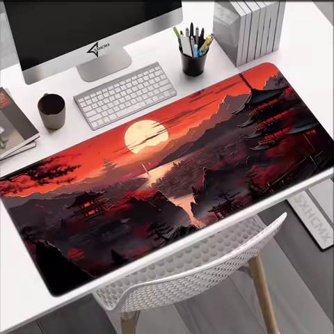 Mousepad Game Red Moon Mouse Pad Office Desk Pad Stars Sky Computer Gaming Accessories Stitch Edge Natural Rubber Keyboard Mat