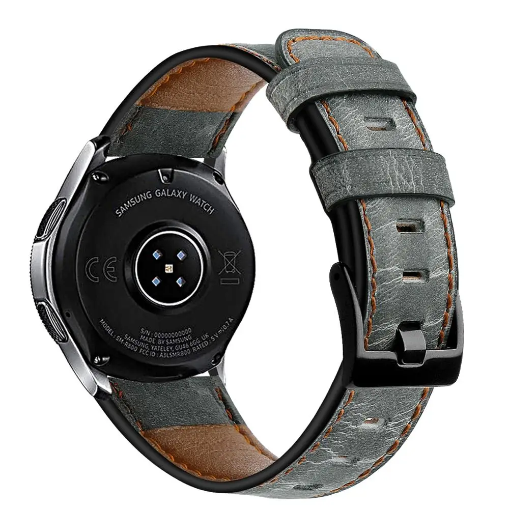 

22mm leather correa for Samsung Galaxy Watch 46mm gear S3 Frontier Classic band belt for huawei watch gt 2 Strap Bracelet Wrist