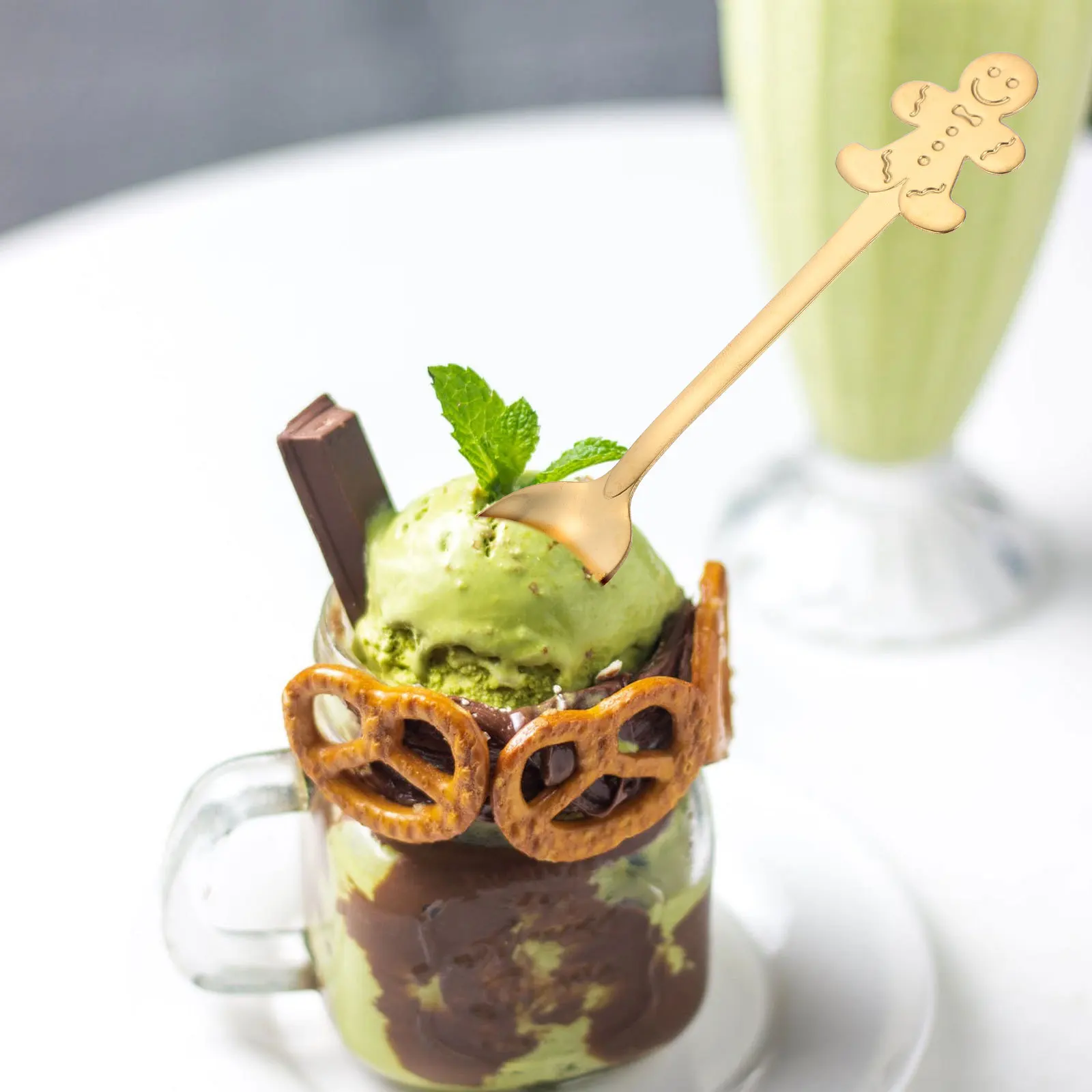 

12Pcs Lovely Stainless Steel Scoops Dessert Spoons Set for Watermelon Snowball Coffee Stirring Portable Household Cutlery