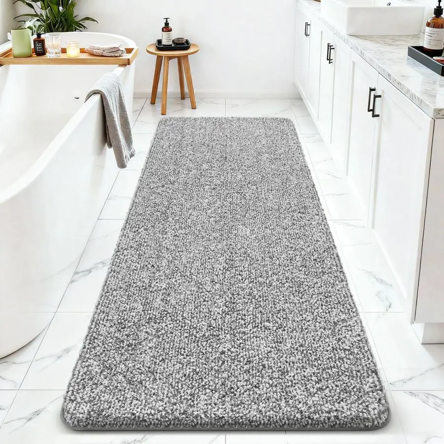 

Bathroom Runner Rugs 24x60, Super Absorbent Microfiber Large Bath Mat, NonSlip Long Shower Rug with TPR Backing, Thick Plush Mac