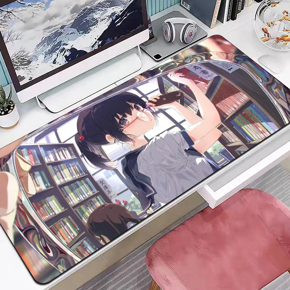 Anime Leuke Mooi-meisje Muismat Meerdere Maten Grote Vierkante Computer Kantoor Spel Tafelmatten Rubberen Antislip Muismatten
