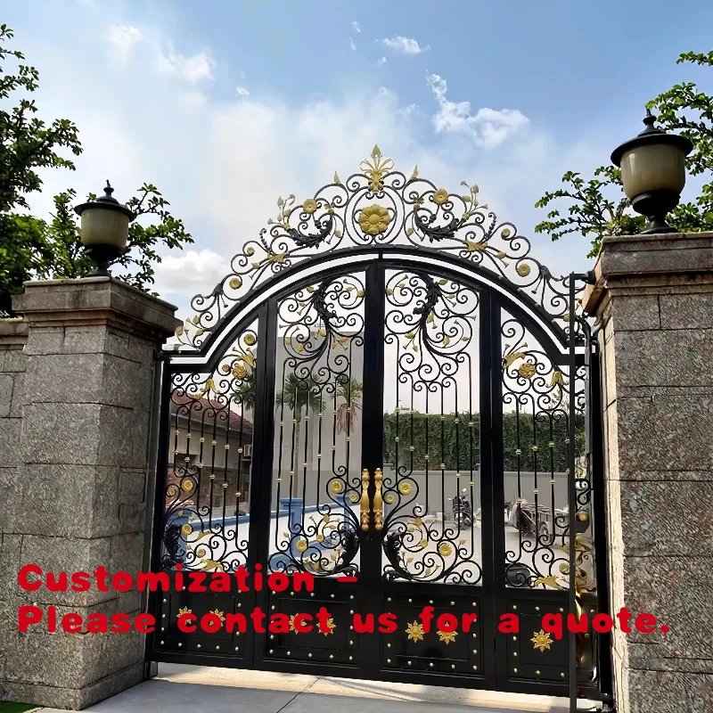 

custom.Automatic Driveway Wrought Iron Gate Design House Garden Security Grill Swing Sliding Iron with Remote Control
