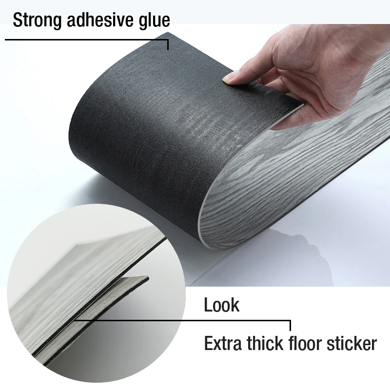 10pc Self-adhesive Wood Grain Floor Wall Sticker Modern Style PVC Living Room Toilet Kitchen Home Floor Decor Waterproof Sticker