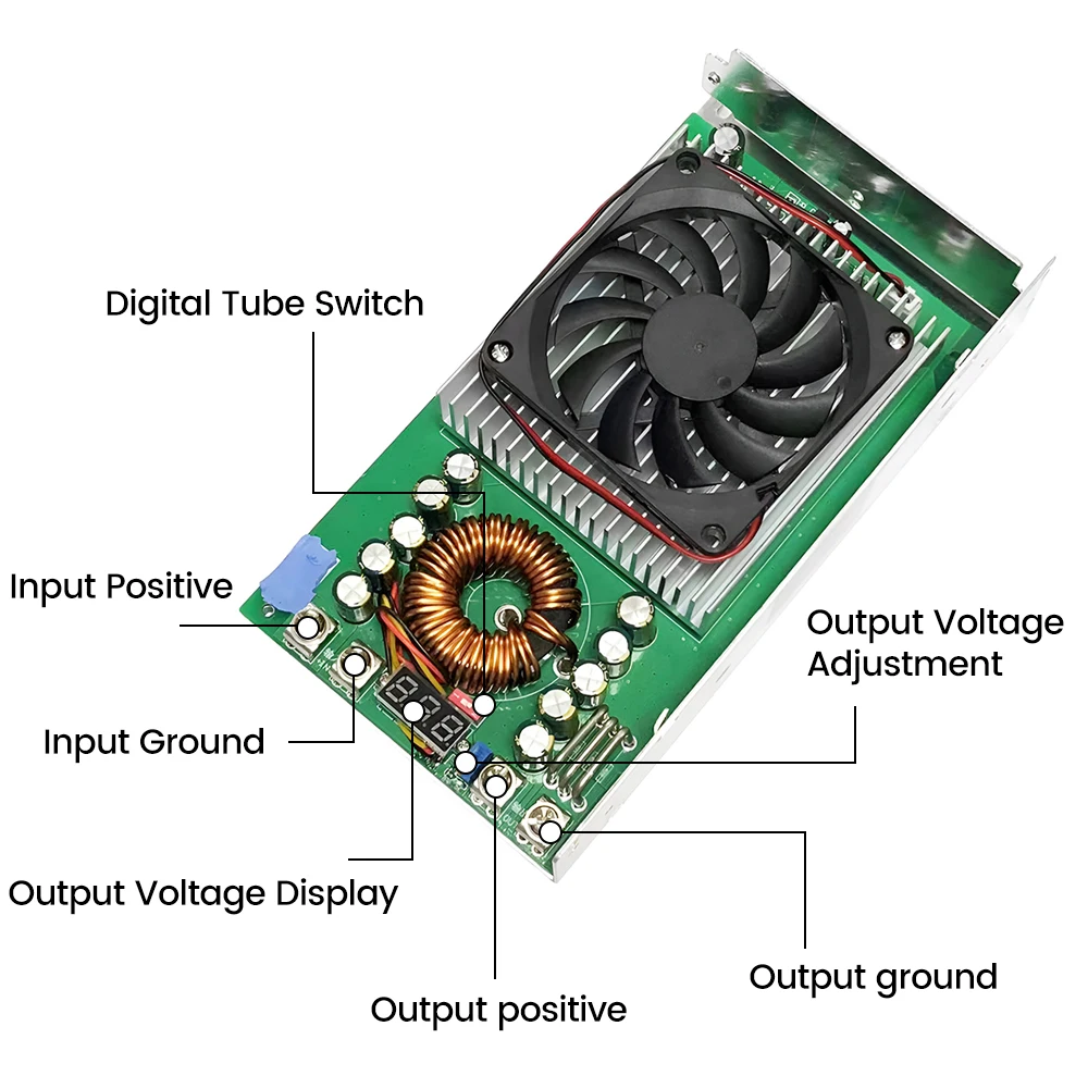 50A 1500W 25-90V To 2.5-60V Step-Down Power Module Adjustable Regulated Voltage Power Supply Buck Converter