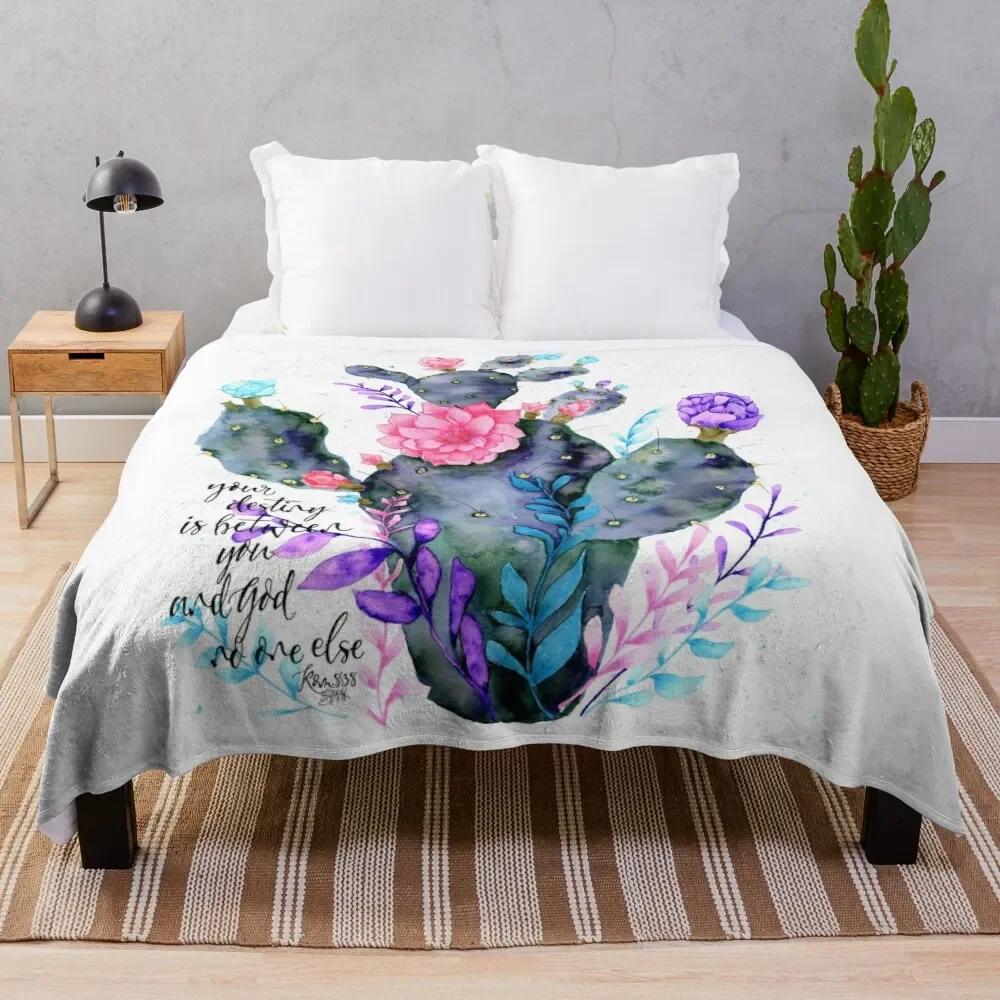 

cactus watercolor painting Throw Blanket For Decorative Sofa Softest Camping Sofa Throw Blankets