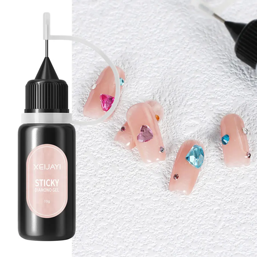 XEIJAYI Nail Rhinestone Adhesive Glue for Stick The 3D Decorations DIY Nail Art Poly Nail Supplies for Professionals Clear Gel