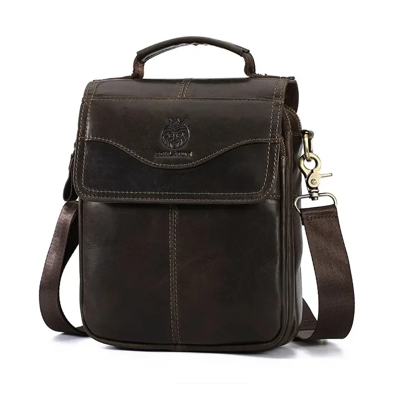 

Top Layer Cowhide High Quality Men's Shoulder Bag Genuine Leather Messenger Bag European Americalarge Capacity Crossbody Bag