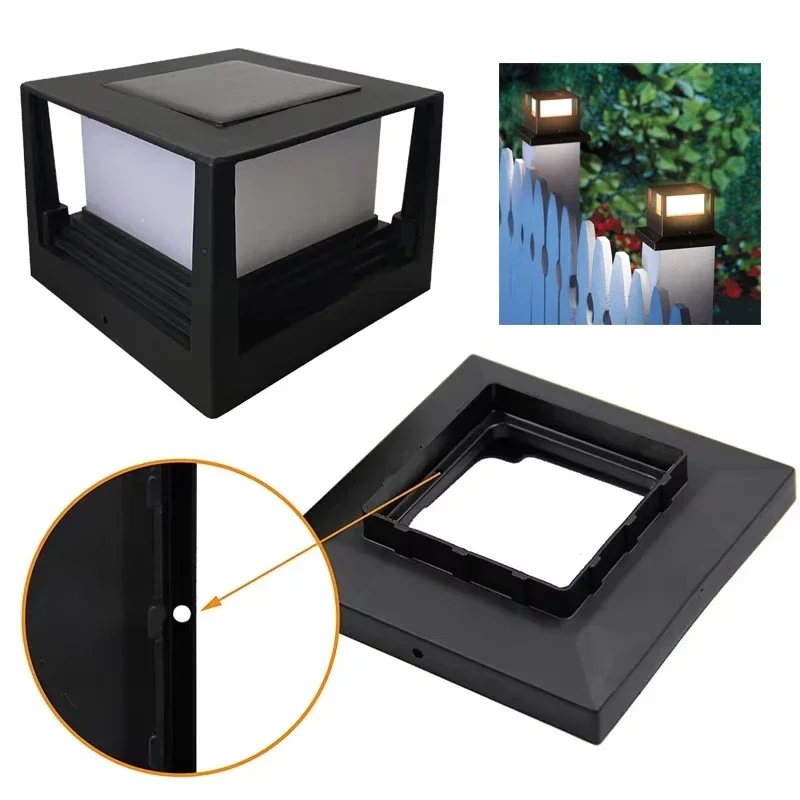 

Solar Fence Lamp Column Headlight Square Post Light Waterproof Warm/white Household Decoration Outdoor Cottage Garden Courtyard