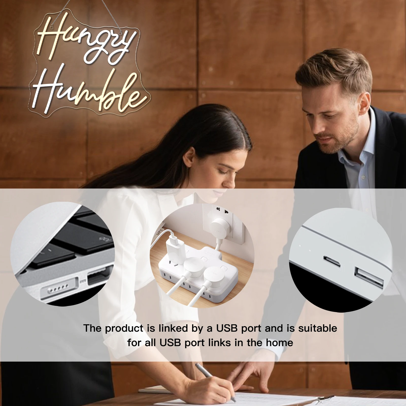 Hungry Humble Neon Sign Dimmable Led Signs Wall Hanging Decor for Party Gym Office Classroom Bedroom Man Cave Decor