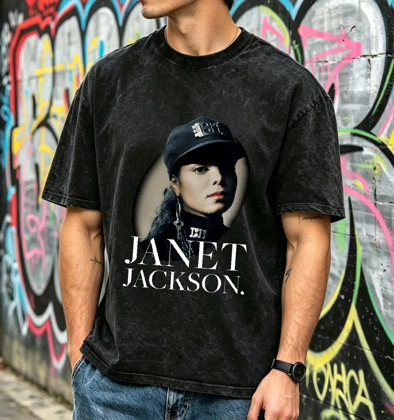 washed T Shirt Hot Janet Jackson Rhythm Nation Men All Size 1N394 long or short sleeves vintage Washed Top For Everyday Wear