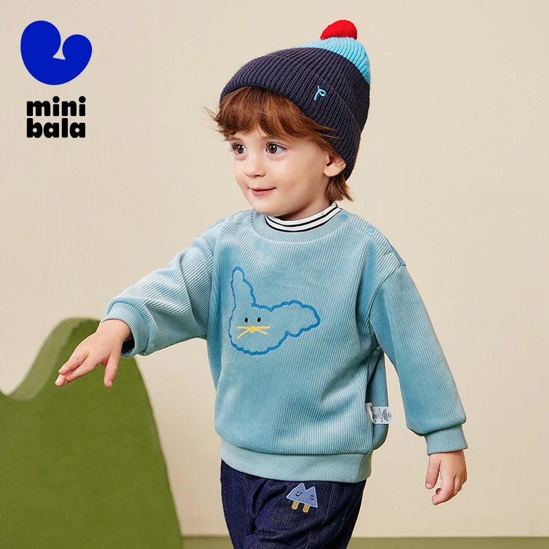 سويت شيرت ميني بالا للأطفال 2025 شتوي مبطن بالصوف مكون من طبقتين برقبة سلحفاة #1