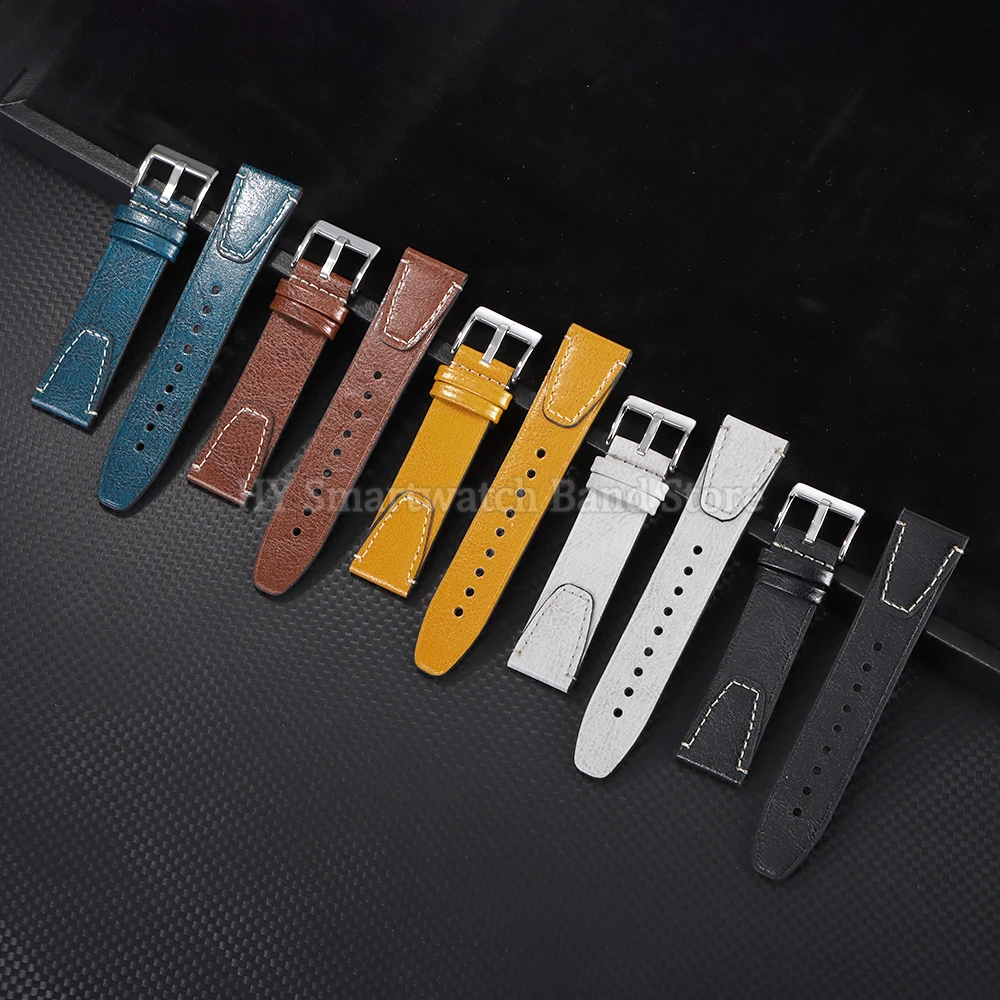 Винтажный масляный восковой ремешок для часов 20 мм 22 мм для Huawei Watch GT4/3/2, ремешок для Samsung для Seiko, универсальный браслет из воловьей кожи