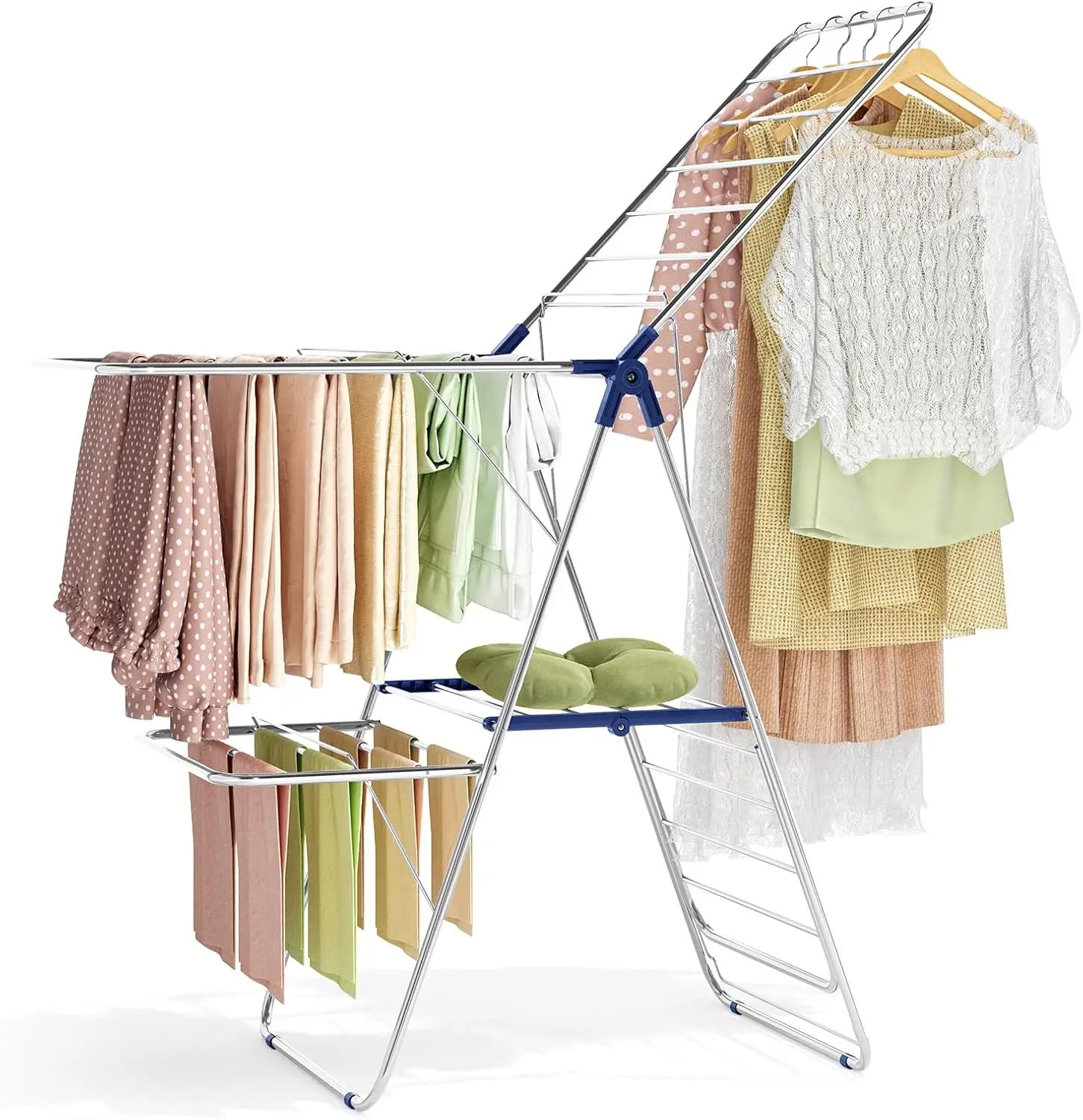 Clothes Drying Rack with 4 Wings, Drying Rack Clothing with Height Adjustable