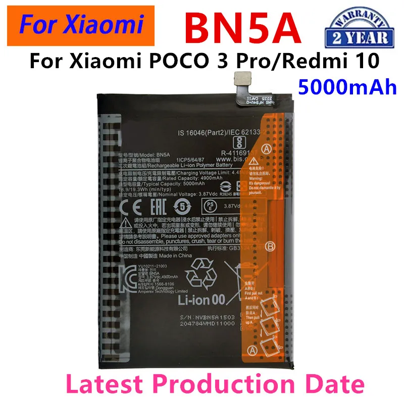 

Brand New BN5A 5000mAh Battery For Xiaomi POCO mi3 pro mi 3 pro/Redmi Note 10(5G)/Redmi 10 Phone Replacement Batteries