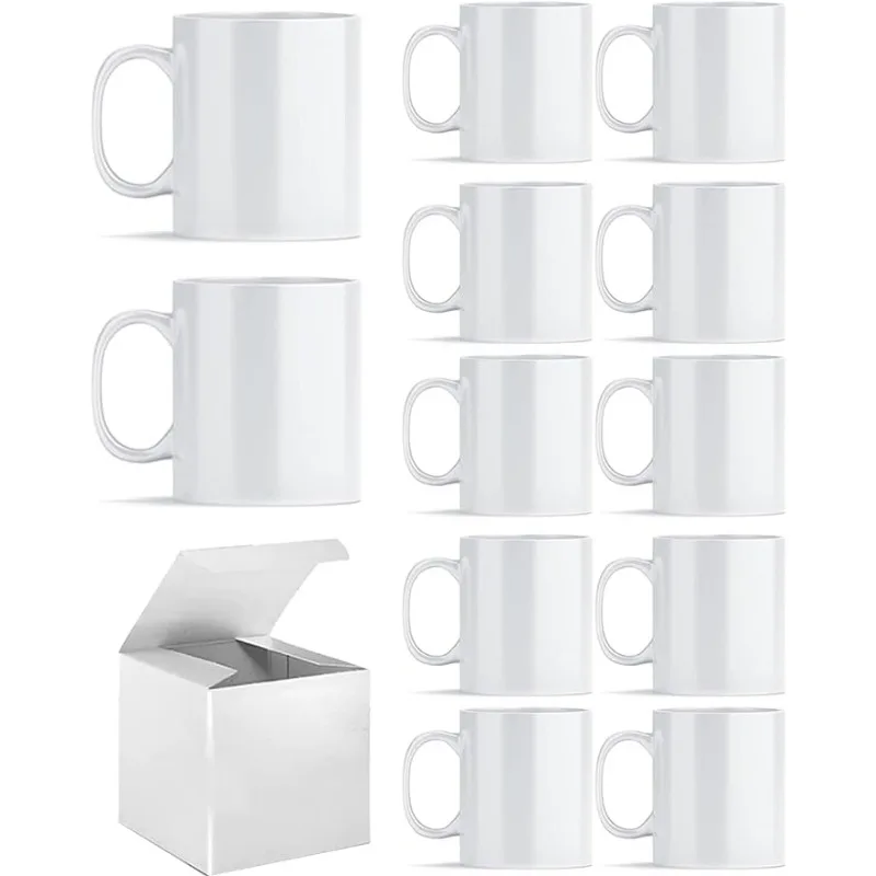 

Sublimation White Coffee Mugs Tazas Para Sublimacion Blank 11 OZ With Box Set of 12