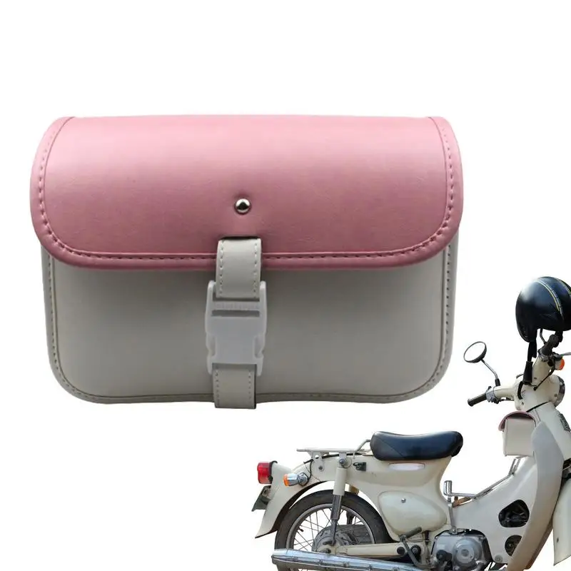 Motorcycle Fork Bag PU Portable Tool Box Organizer Case Rectangular Waterproof Pink With Mouth Snap Design Tool Bag For