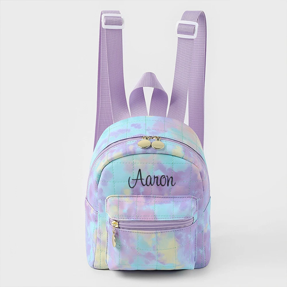 

Customized Name Rainbow Backpack Personalized High School Student Cute Trend Embroidery Thread Quilted Mini Soft Backpack