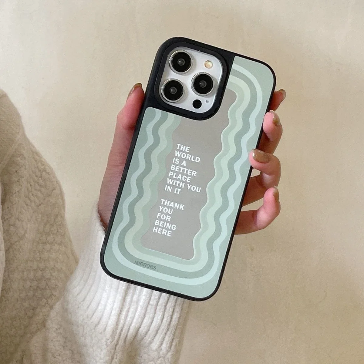 

Mirror Surface Wave Reflect Phone Case Cover for IPhone 11 12 13 14 15 16 Pro Max Case for IPhone 16 Pro