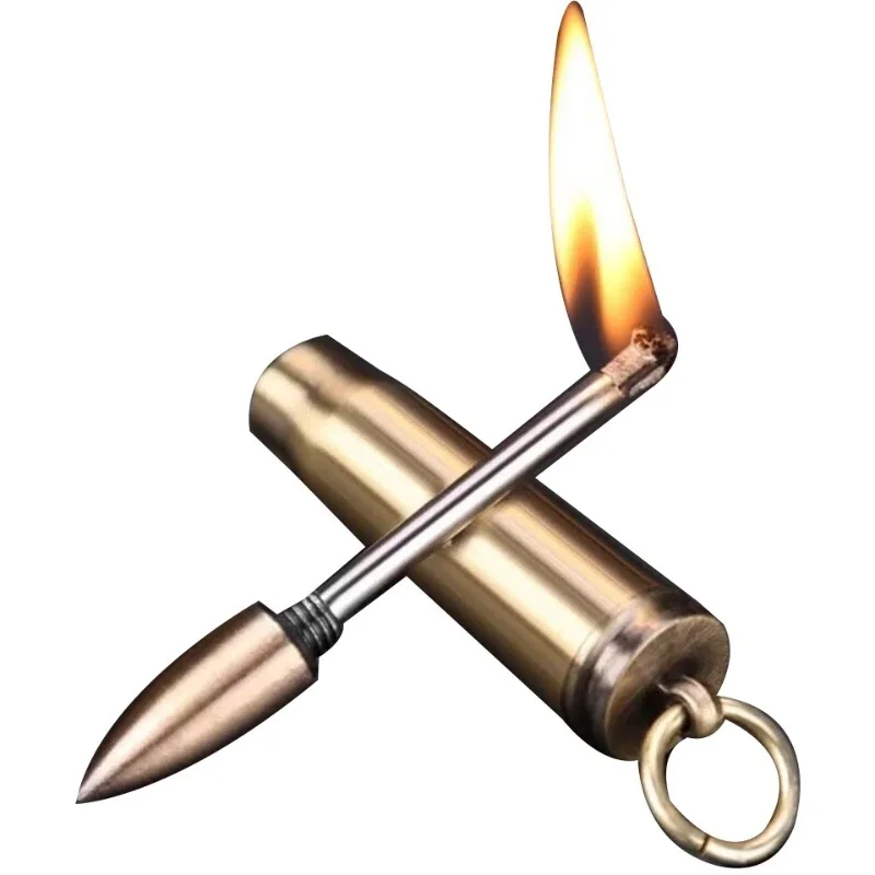 Portable Metal Keychain Retro Windproof Fuel Lighter Suitable for Outdoor Camping Emergency Survival Ignition Tool