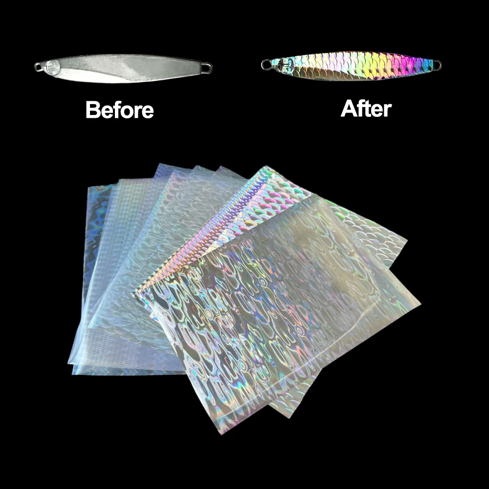 

11PCS 8CM 10CM Foil Fishing Lure Hot Stamping Foil Holographic Lures Film Paper for Bait Transparent Opaque Hologram Transfer