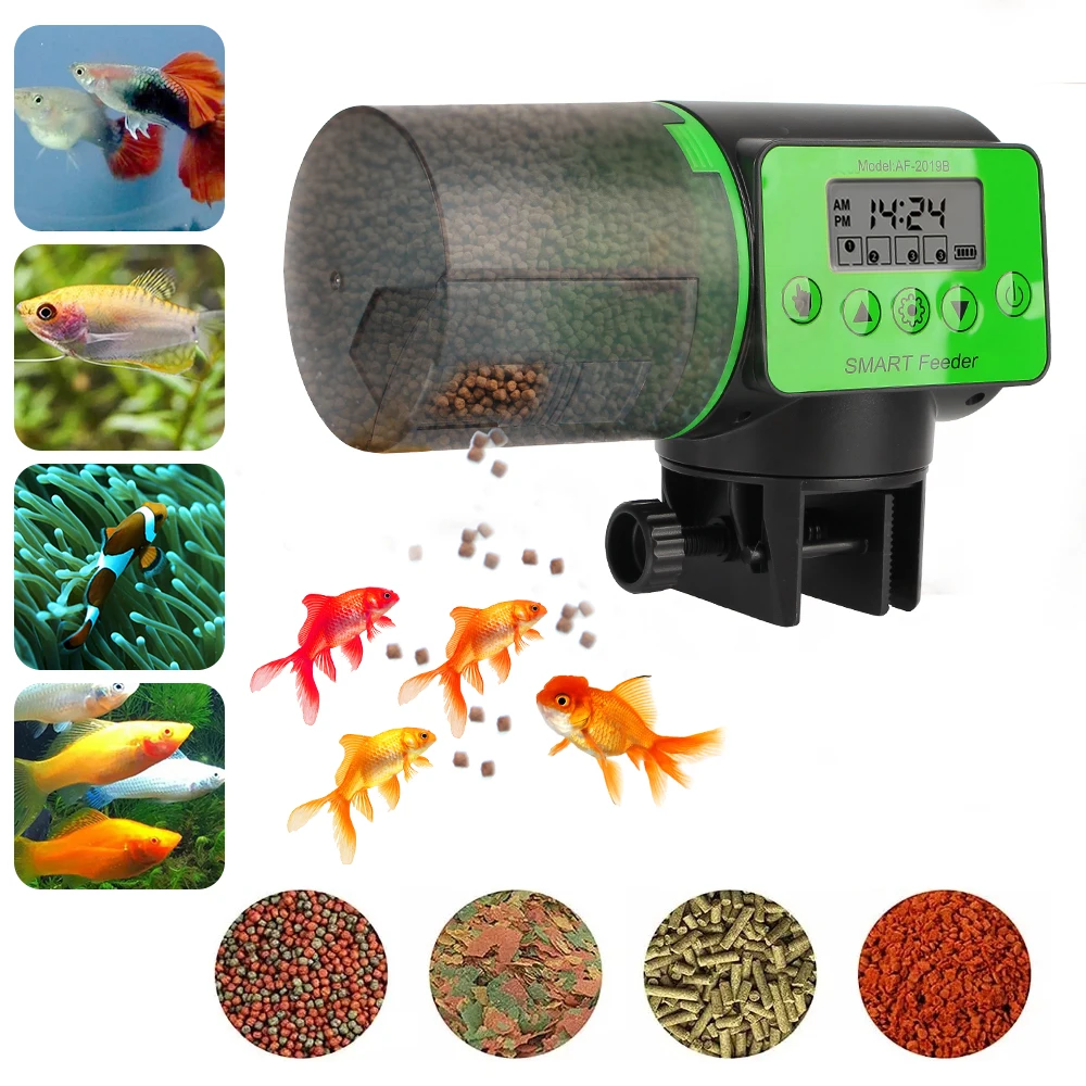 LCD Display 200ML 2 in 1 Manual and Smart Adjustable Automatic Fish Feeder Aquarium Timer Feeder Digital Fish Tank