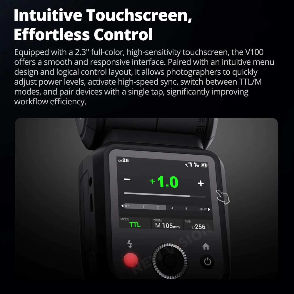 Godox V100 C/N/S/F/O TTL Li-ion Round Head On-Camera Flash Wireless Transmission Speedlite for Canon Nikon Sony Fuji Olympus