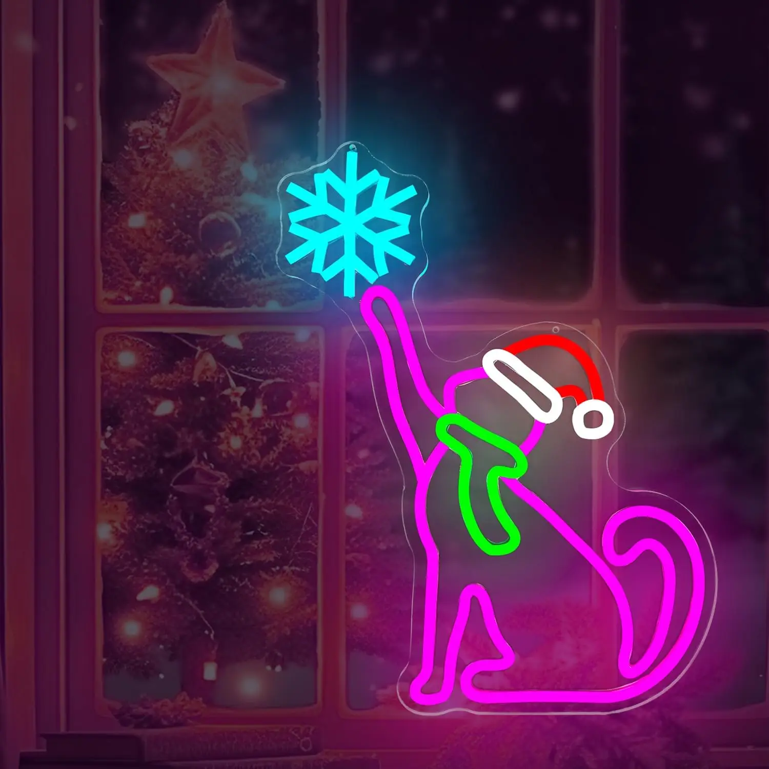 

Рождественский кот Неоновая вывеска USB с регулируемой яркостью Светодиодный неоновый свет для домашней вечеринки, бара, паба, клуба, зоомагазина, зимнее украшение, подарок, рождественский свет
