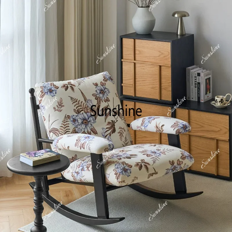 

Retro style single sofa chair balcony Chinese lazy sofa chair removable and washableTJ