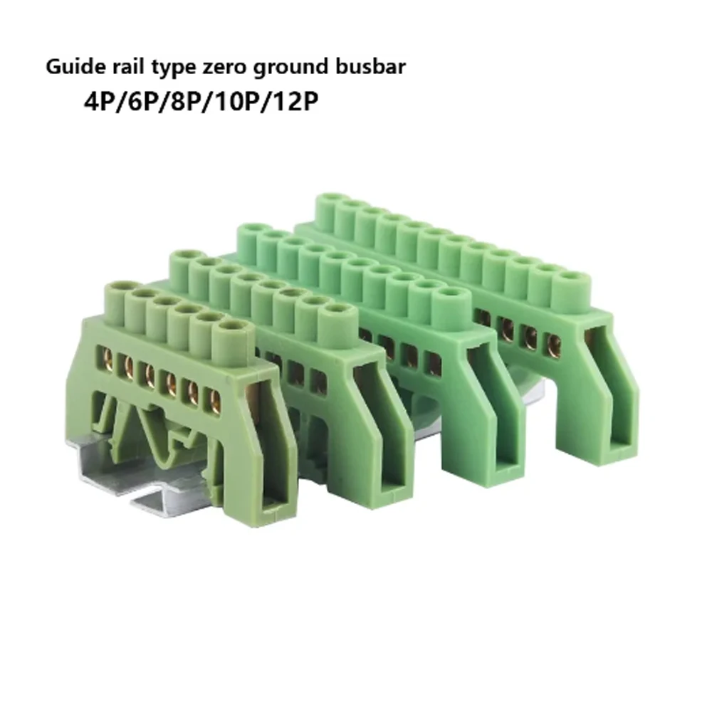 Bridge type guide rail type zero line busbar green flame-retardant terminal block 6 * 9 distribution box zero ground busbar conn