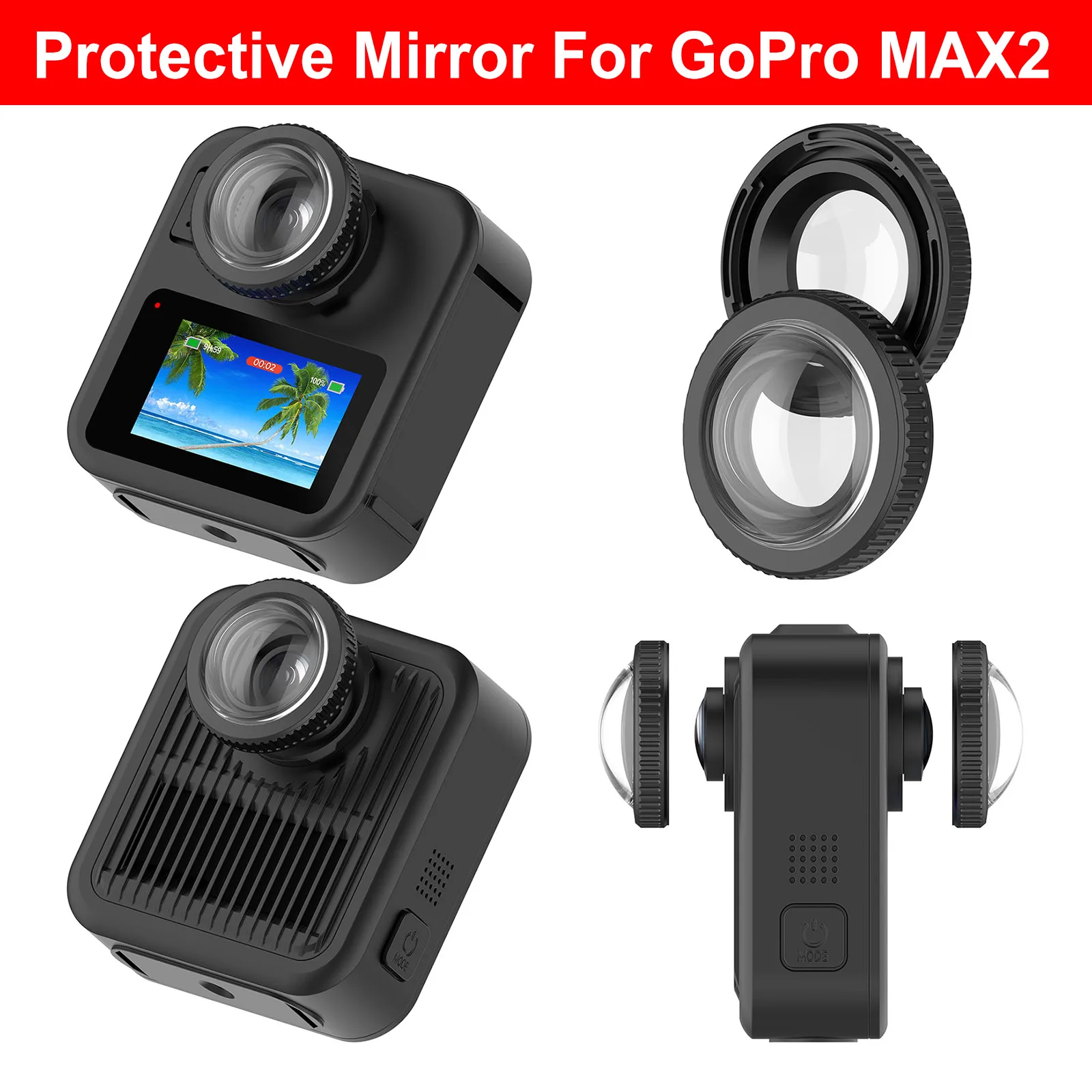 

2Pcs Lens Protector Cover for Go Pro MAX 2 Scratch-resistant Protector HD Lens Tempered Glass Protector Cover Camera Accessories