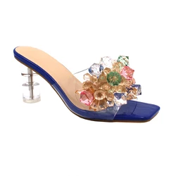 2024 INS Hot Sale Italian Women Shoes with String Bead 9 CM Comfortable Heels Square Toe for Wedding