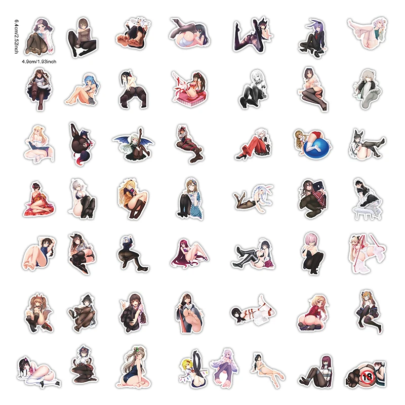 10/30/50/100Pcs Kawaii Adult Anime Hentai Sexy Stickers Waifu Decals for Laptop Skateboard Luggage Car Waterproof Sticker Girls