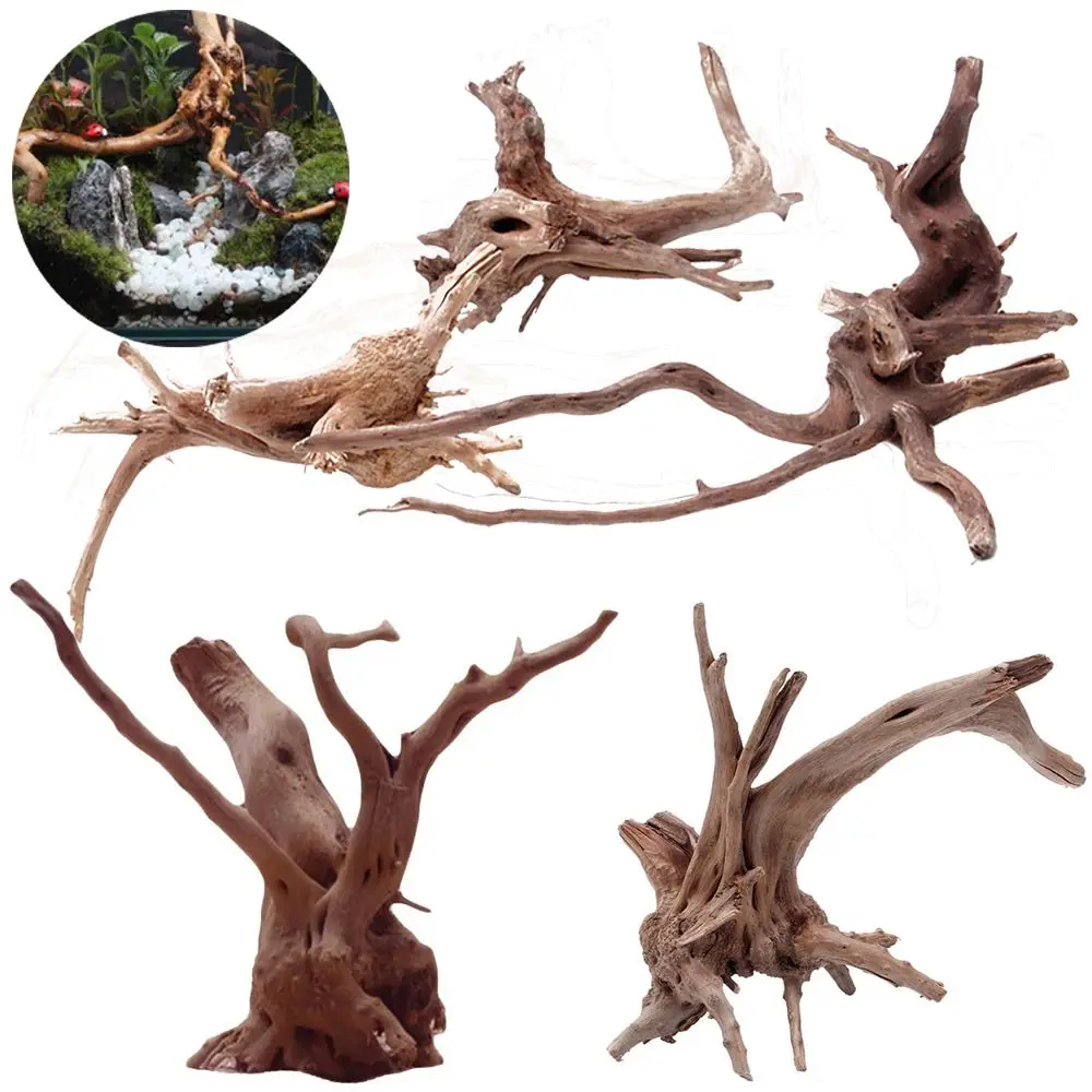 1PC Natural Driftwood Tree Trunk Micro Landscape Reptile Cylinder Fish Tank Ornament Aquarium Decoration Cuckoo Roots Dead-wood