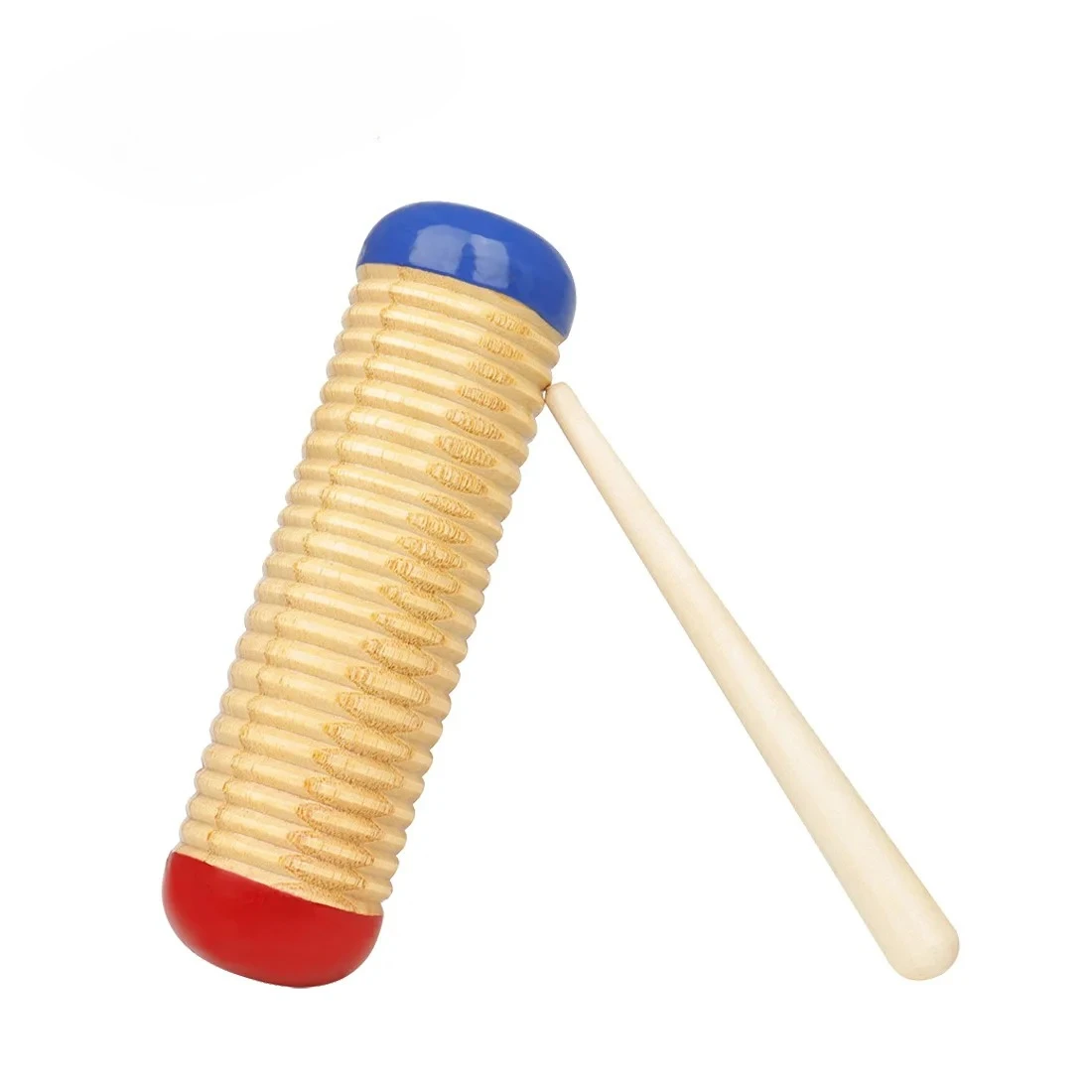 Orff Sand Cylinder Scraping Cylinder Red and Blue Solid Wood Percussion Instruments Children's Music Early Education Kids Gift