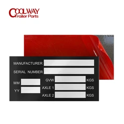 100 X 50mm Aluminum Serial Number Vehicle ID Tag With Sticker Trailer Weight Plate Boat Bike Chassic RV Camper Parts