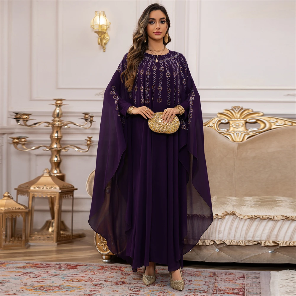 

Muslim Robe, Women's Dress, Long Dress, Burqa, Rhinestone And Beaded Robe