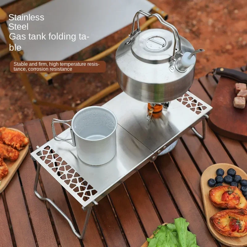 Outdoor Mini Klapptisch Edelstahl Camping Teetisch Tragbare Grill Zubehör Mehrzweck Spleißen Design