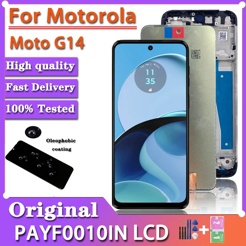 

6.5''Original For Motorola Moto G14 LCD PAYF0010IN Display With Touch Screen Digitizer Assambly For MotoG14 Display Frame