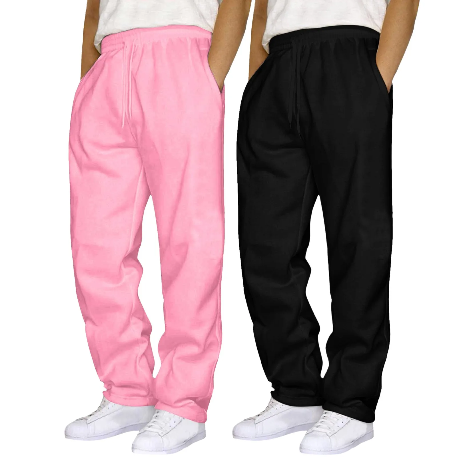 Men's Hip Hop Pants Casual Solid Color Track Cuff Lace Up Workout Pants With Pocket 2 Pcs Tech Pants Pants Men Slim Fit