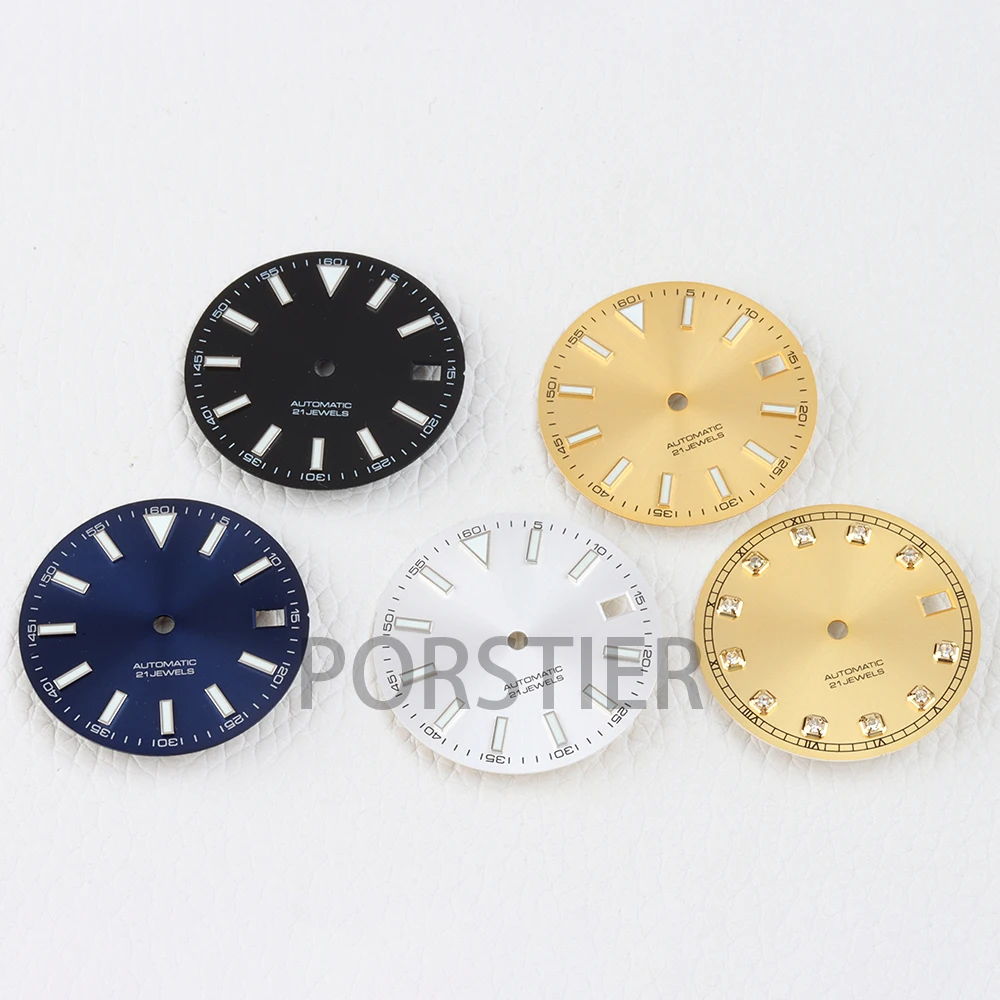 

28.5mm NH35 Watch Dial Face Green Luminous Dial Hands Sunray Strip for Seiko NH35/NH36 Movement DATEJUST Watch Replacement Parts