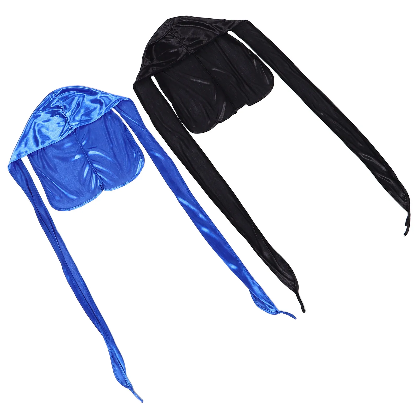 

2pcs Long Tail Braid Pirate Hats: Elastic Durag Headwraps For Men Women Soft Polyester Headwear For Cycling Sports Outdoor