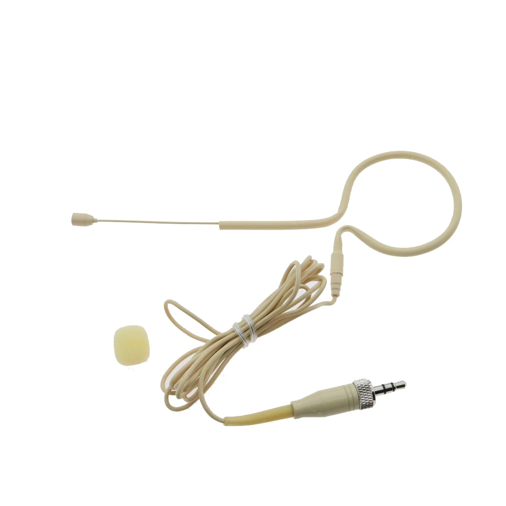 

All beige earset Headset Microphone For Sennheiser EM100 Wireless HSP HeadMic BeltPack 3.5mm Lock