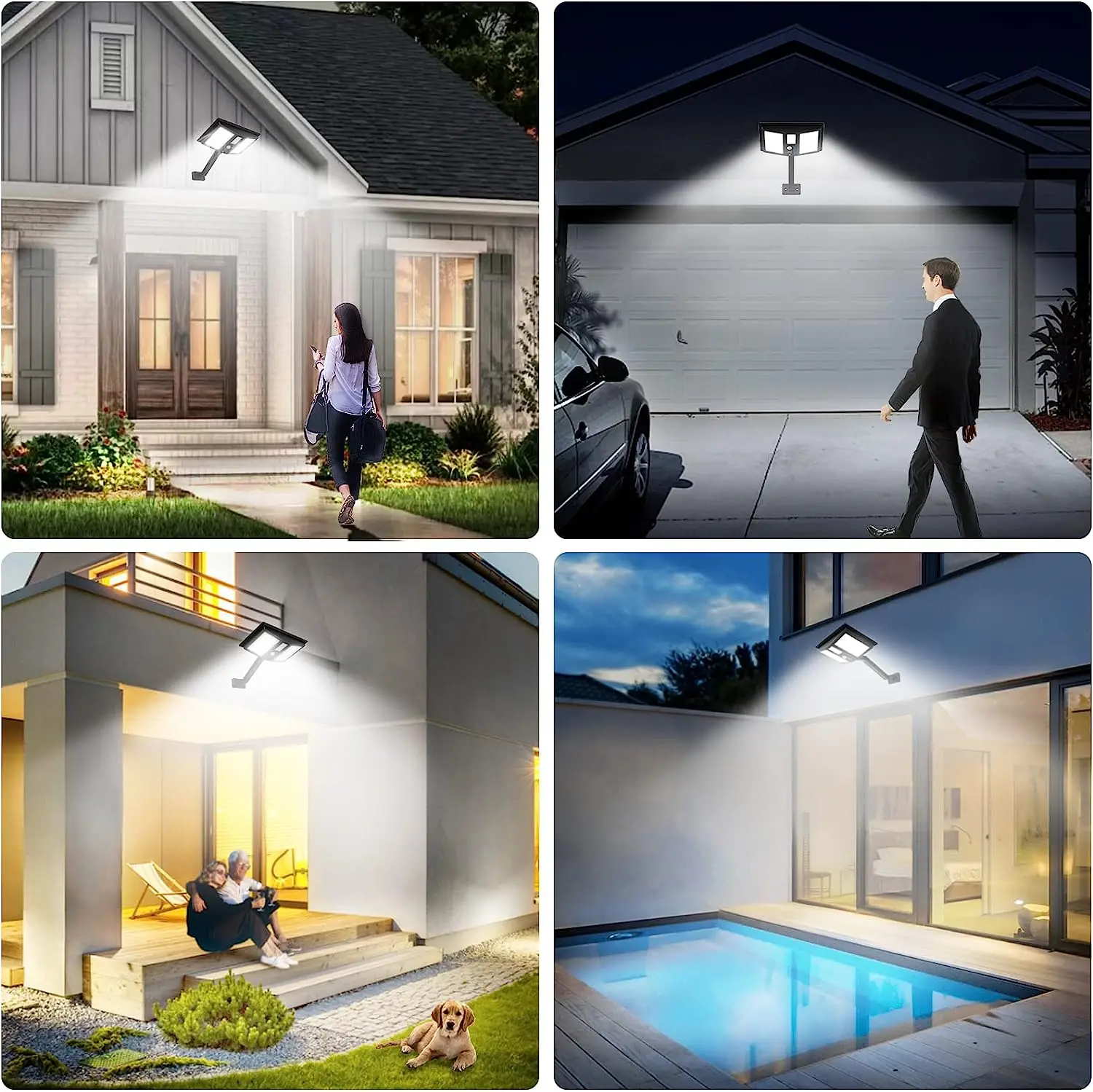 138LED Solar Barn Lights Adjustable Outdoor Waterproof Solar Powered Garden Yard Shed Lamp with Motion Sensor 4 Lighting Modes