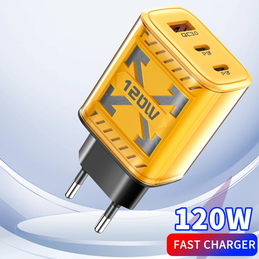 PD 120W Fast Charging USB Chager Type C Mobile Phone Power Adapter For Samsung Huawei Xiaomi iPhone Oneplus Quick Charge Charger