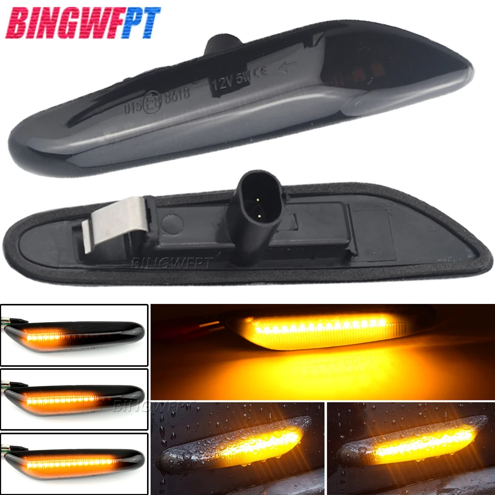 2PCS For BMW E60 E61 E87 E90 E91 E92 E93 E81 E82 E88 E46 X3 E83 X1 E84 NEW LED Flashing Dynamic Turn Signal Side Marker Lights