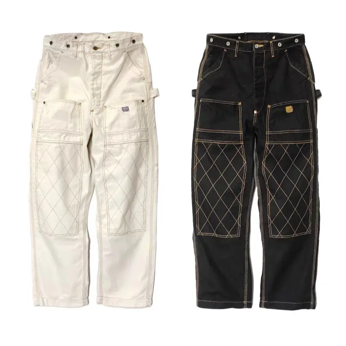 Hirata Hohiro Two Color Pure Cotton Gold Thread Japanese Retro Trend Casual Overalls Safari Style Loose Amekaji Pants