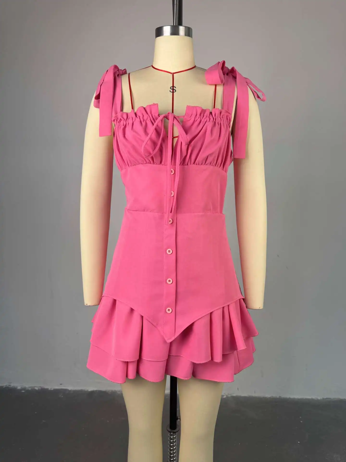 2025 Summer New Temperament Bow Irregular Suspender Dress