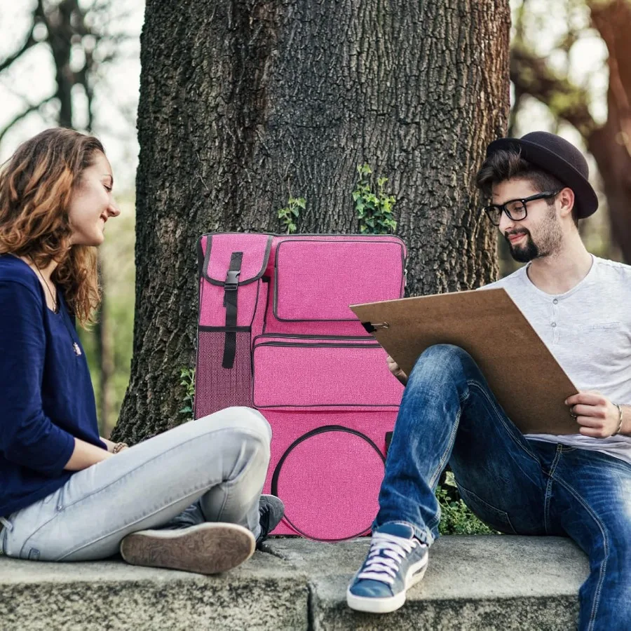 20 x 26 Canvas Art Portfolio Backpack for Outdoor Travel and Drawing: Large Capacity Carry Bag with Dedicated Compartments for